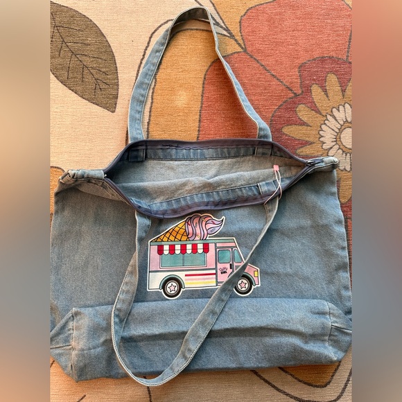 Summer fun-ice cream truck, unicorn float, and rainbow jean zippered tote bag. - Picture 4 of 6